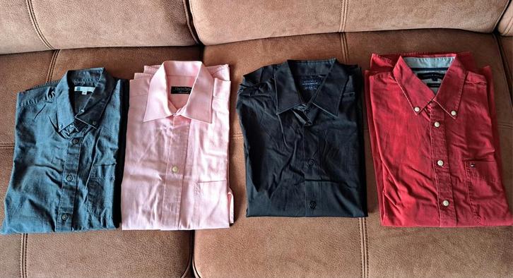 4x overhemd heren,  lange mouw,  mt S en M, Kleding | Heren, Overhemden, Zo goed als nieuw, Zwart, Ophalen of Verzenden