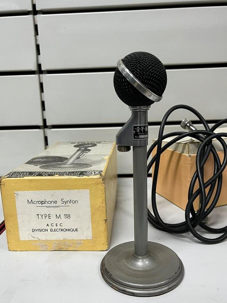 Synton M118 vintage microfoon - ACEC Charleroi (zeldzaam), Muziek en Instrumenten, Microfoons, Gebruikt, Ophalen