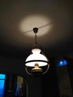 Antieke koperen hanglamp, Ophalen, Gebruikt, Glas