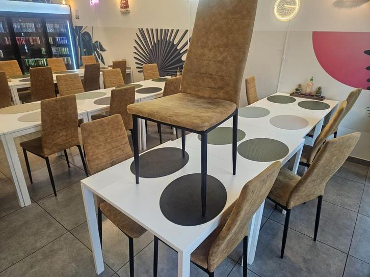 Bruine nubuck camel stoelen | Horeca/events, Huis en Inrichting, Tafels | Statafels, Zo goed als nieuw, Ophalen of Verzenden