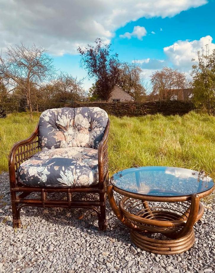 Vintave rotan lounge set ️, Tuin en Terras, Tuinstoelen, Rotan, Ophalen