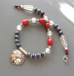 Collier vintage avec pendentif et jaspe bleu monté sur cuir, Bijoux, Sacs & Beauté, Colliers, Pierre ou Minéral, Enlèvement ou Envoi