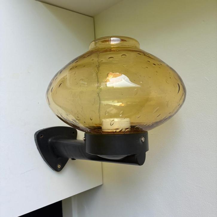 Retro terraslamp wandlamp mid century, Tuin en Terras, Buitenverlichting, Zo goed als nieuw, Wandlamp, Glas, 50 tot 250 watt, Netvoeding