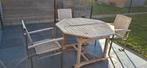 Tuinsetje teaktafel met 3 stoelen inox en teak!, Tuin en Terras, Ophalen, Gebruikt, 3 zitplaatsen, Teakhout