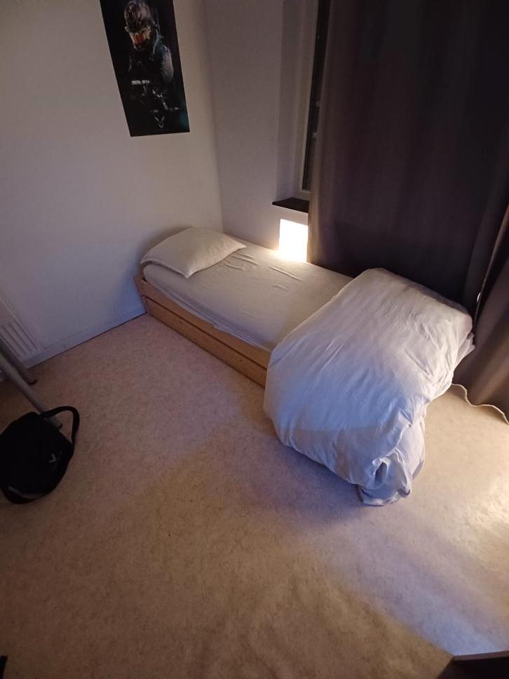 Lit Gigogne Simple-Double pour Ado ou Etudiant, Maison & Meubles, Chambre à coucher | Lits, Utilisé, 180 cm, 200 cm, Bois, Beige