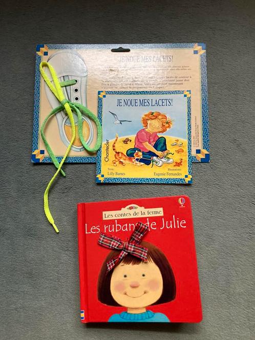 Lot de 2 Livres apprentissage (lacets et rubans à nouer ??), Livres, Livres pour enfants | 0 an et plus, Comme neuf