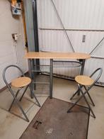 Stevige smalle tafel met 2 krukjes, Ophalen, Metaal
