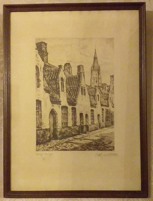 Ets Antoon Jules Van Hoecke - steegje te Brugge - Nr. 3/75, Antiquités & Art, Art | Eaux-fortes & Gravures, Enlèvement ou Envoi