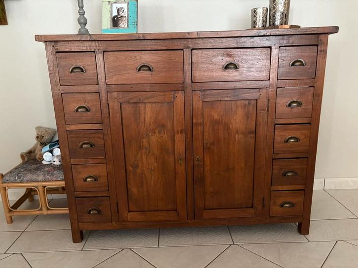 Teak kast 151x120cm, Huis en Inrichting, Kasten | Dressoirs, Gebruikt, 150 tot 200 cm, 50 tot 75 cm, Met lade(s), Met deur(en)