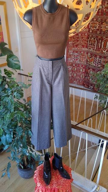 Vintage - Elegante fijn geruite broek met wijde pijpen, XS beschikbaar voor biedingen