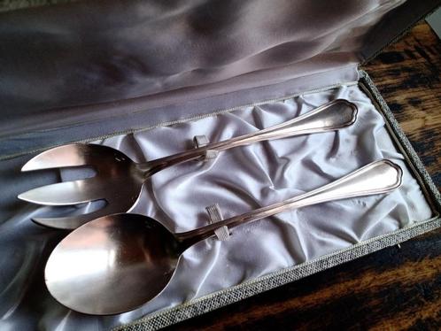CHRISTOFLE antieke verzilverde saladebestekset, Antiek en Kunst, Antiek | Bestek, Ophalen of Verzenden