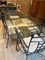 Smeedijzeren tafel+stoelen, Ophalen, Gebruikt, 100 tot 150 cm, Vijf personen of meer
