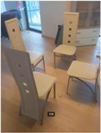 4 Ikea eetkamerstoelen in metaal (grijs) + kunststof (wit)., Huis en Inrichting, Stoelen, Ophalen, Gebruikt, Wit, Vier