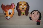 3 zeer oude Disney maskers , Cesar , FR ,Bambi ,Lady ,Mulan, Ophalen of Verzenden, Overige figuren, Gebruikt, Overige typen