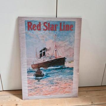 Poster/affiche Red Star Line Antwerpen op mdf hardboard beschikbaar voor biedingen