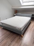 Bed 1m60 frame in stof met lattenbodem, Huis en Inrichting, Slaapkamer | Bedden, Ophalen, Gebruikt, Tweepersoons, 200 cm