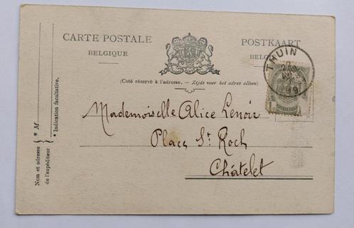 Oude postkaart uit Thuin uit 1907, Verzamelen, Postkaarten | België, Gelopen, Voor 1920, Verzenden