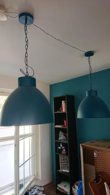 Industriële plafondlampen kleur turquoise  beschikbaar voor biedingen