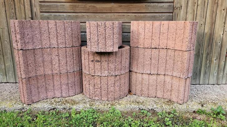 9 Stenen bloembakken, Tuin en Terras, Bloembakken en Plantenbakken, Gebruikt, Beton, Tuin, Minder dan 30 cm, Minder dan 60 cm