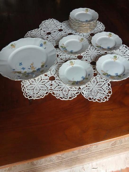 vintage lelfman welden servies 12 dessertbordjes +1 grote sc, Antiek en Kunst, Antiek | Servies compleet, Ophalen of Verzenden
