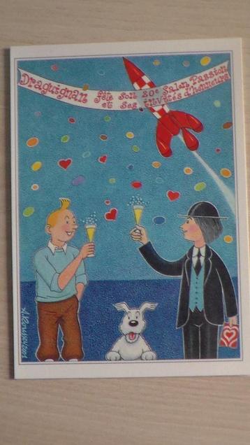 Carte postale  Tintin & Peynet 
