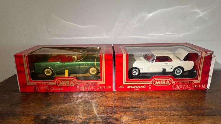 Lot of 2 Mira 1/18 Diecast: 1955 Buick & 1965 Ford Mustang, Hobby & Loisirs créatifs, Voitures miniatures | 1:18, Neuf, Enlèvement