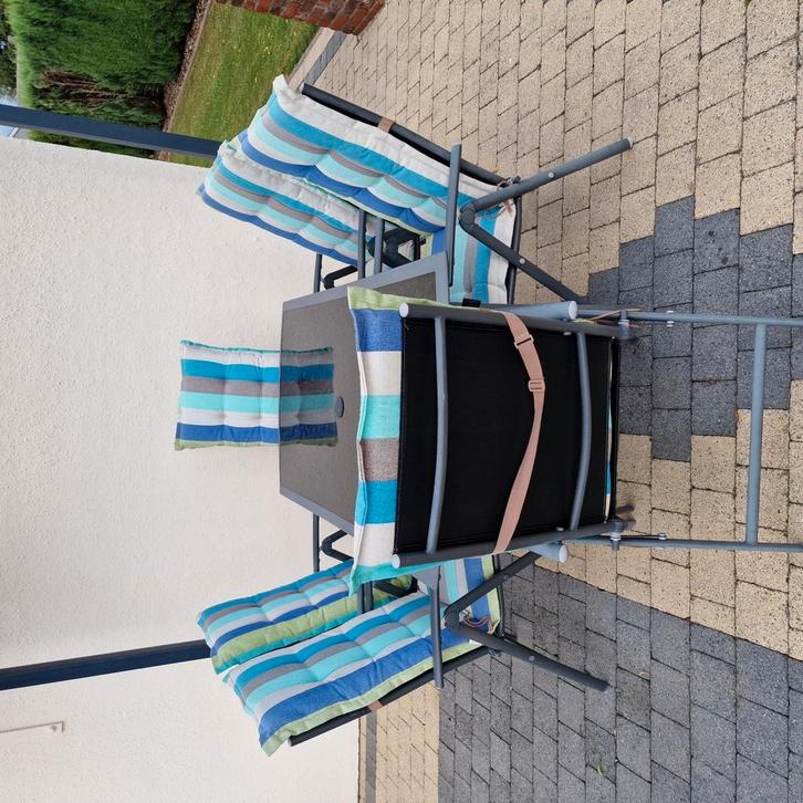 Terrastafel en stoelen te koop., Tuin en Terras, Droogmolens en Wasrekken, Gebruikt, Ophalen