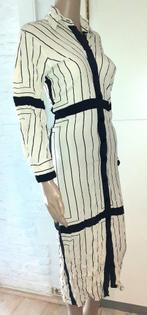 Midi jurk crème met zwarte strepen Zara XS of 34, Verzenden, Wit, Zo goed als nieuw, Maat 34 (XS) of kleiner