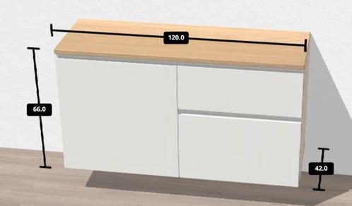 Buffet BESTA chêne blanchi portes blanches, Huis en Inrichting, Kasten | Buffetkasten, Zo goed als nieuw, Minder dan 100 cm, 100 tot 150 cm