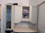 Mooie witte bureau met kast en vitrine, Ophalen, Bureau