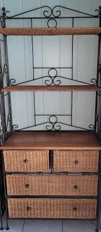 Etageres bois/rotin (lot de 16 pcs), Enlèvement, Utilisé, Armoire