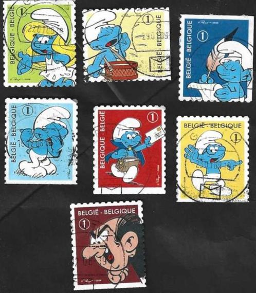 7 Postzegels België 2008 De smurfen II, Postzegels en Munten, Postzegels | Europa | België, Gestempeld, Frankeerzegel, Kinderen
