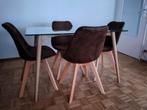 4 chaises en daim, Huis en Inrichting, Stoelen, Ophalen, Zo goed als nieuw, Bruin, Vier
