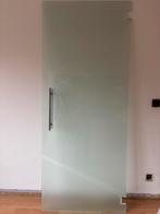 Glazen binnendeur (mat glas) – 83x201 cm –Met inox handgreep, Doe-het-zelf en Bouw, Ophalen, Zo goed als nieuw, Glas, Binnendeur