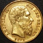 Or - Belgique - 20 francs - Léopold II — 1871, Timbres & Monnaies, Monnaies | Belgique, Or, Enlèvement ou Envoi, Monnaie en vrac