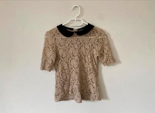 Kante blouse zara -  crème - S, Kleding | Dames, Blouses en Tunieken, Zo goed als nieuw, Maat 36 (S), Beige, Ophalen of Verzenden