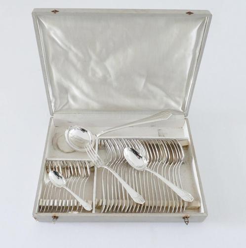 Verzilverde Art Deco bestekcassette - Orfevrerie J. Brille (, Antiquités & Art, Antiquités | Couverts, Enlèvement ou Envoi