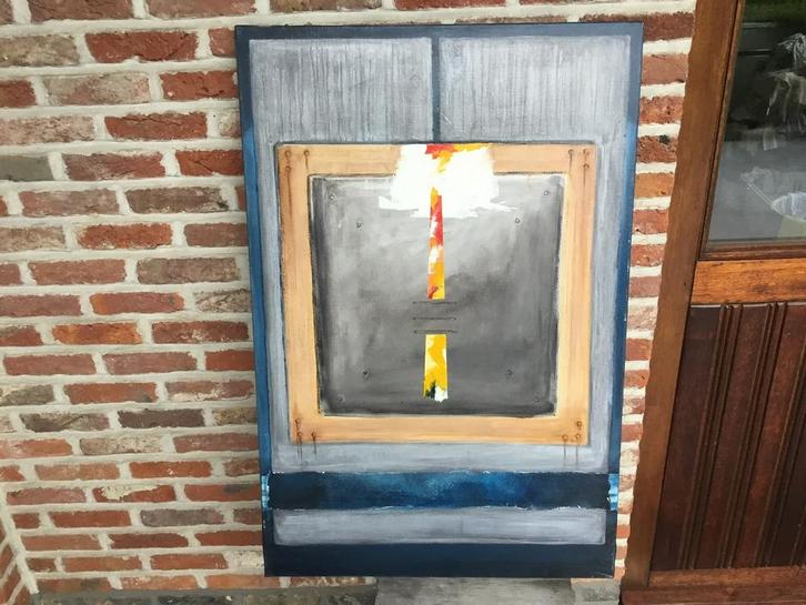 Roosje Chini - vensters 57 - acryl op doek - afmeting 90X60, Antiek en Kunst, Kunst | Schilderijen | Modern, Ophalen