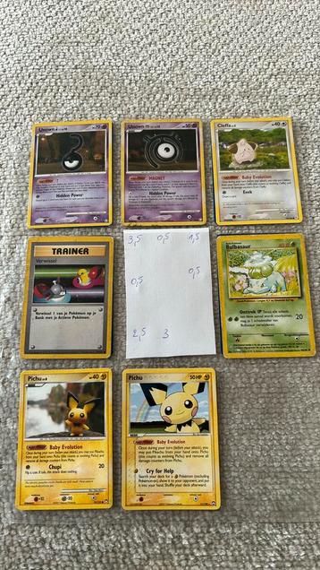 Pokemonkaarten unown - base set - raichu - pichu beschikbaar voor biedingen