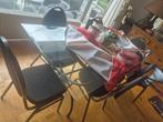 IJzeren en glazen tafel met 6 stoelen Gratis te verwijderen, Antiek en Kunst, Ophalen