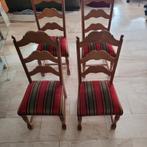Schitterende vintage stoelen in massief eikenhout met fluwel, Ophalen