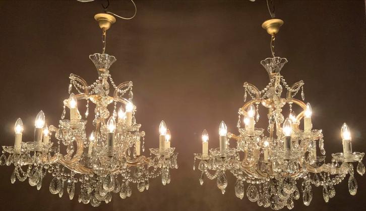 Prachtig SET van 2 grote IDENTIEKE KROONLUCHTERS, Antiek en Kunst, Antiek | Verlichting, Ophalen of Verzenden