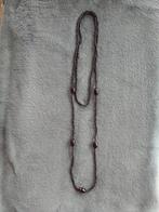Zwarte parelketting om dubbel of geknoopt te dragen, Handtassen en Accessoires, Overige materialen, Verstelbaar, Zwart, Ophalen of Verzenden