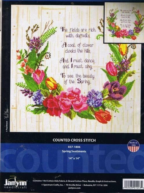 Borduurpakket Spring Sentiments van Janlynn, Verzenden, Nieuw, Borduurpakket