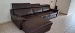 Salon méridienne cuir véritable brun, Maison & Meubles, 150 cm ou plus, Quatre personnes ou plus, Comme neuf, Enlèvement