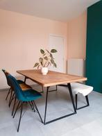 Houten eettafel 2m + bank en stoelen – eetkamerset, Huis en Inrichting, Ophalen, Gebruikt, 50 tot 100 cm, Vijf personen of meer