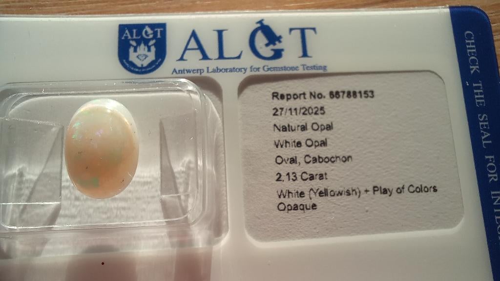 OPALE - 2,13 carats ! - AUTHENTIQUE + CERTIFICAT !, Bijoux, Sacs & Beauté, Pierres précieuses, Comme neuf, Enlèvement ou Envoi