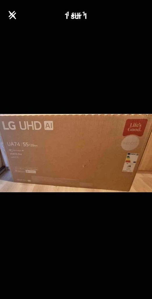 Tv Lg UA74 HDR10Pro Uhd Al 55" 139Cm. Toujours dans sa boîte, Enlèvement, LG