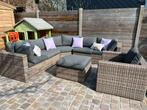 Lounge, hoekzetel 2m75 op 2m75, aparte zetel en tafel., Tuin en Terras, Ophalen, Wicker