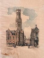 Aquarel Herman Verbaere Brugge 35/100, Ophalen of Verzenden